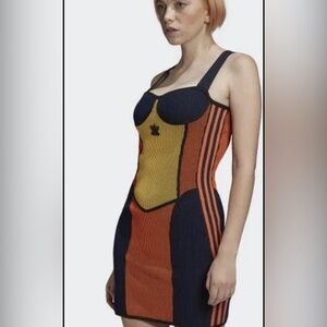 adidas x Paolina Russo Knit Corset Dress multicolour striped